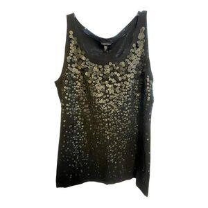 Eileen Fisher Black Sequin Sleeveless Tank Top